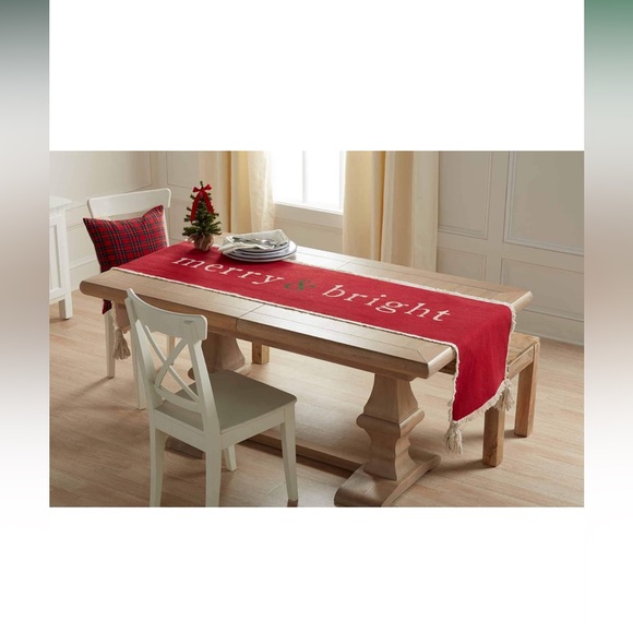 ๐Mud Pie Reversible Holiday Table Runner, 17" x 80", Red and Beige - Picture 14 of 14